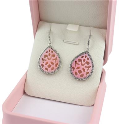 925 Sterling Silver Conch Filigree Earrings & Pale Pink Earring Box