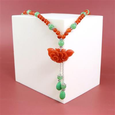 925 Sterling Silver, Nanhong Agate Carved Flower Pendant & 4-5mm Rounds Project With Instructions By Suzie Menham