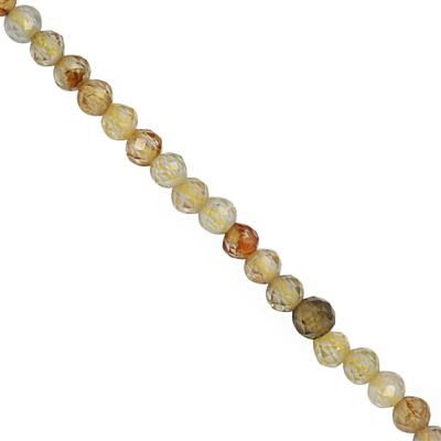 15cts Canary Zircon Faceted Round Approx 2mm, 28cm Strand