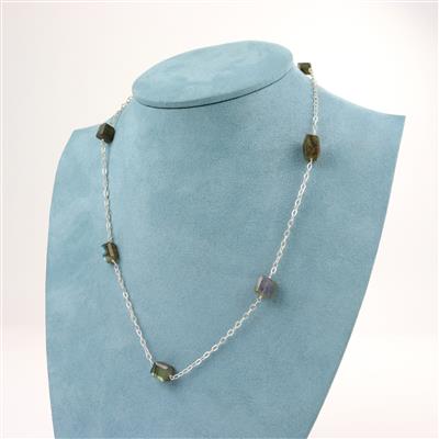 Tarragon Flash - Labradorite Faceted Tumbles & 1m 925 Sterling Silver Wire 0.4mm