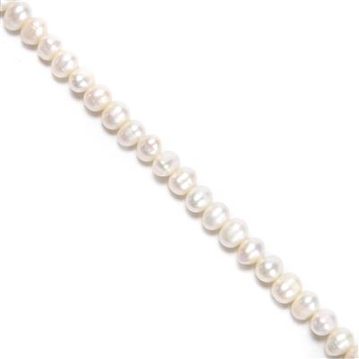 White Freshwater Cultured Potato Pearls Approx 6-7mm, 38cm Strand