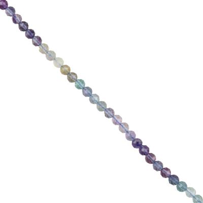 45cts Ombre Fluorite Faceted Rounds, Approx 4mm, 38cm Strand