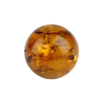 Baltic Cognac Amber Half Drilled Round Bead, Approx 22mm