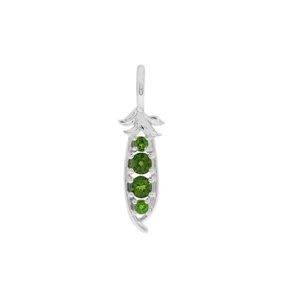 0.34cts Willow & Tig Collection: 925 Sterling Silver Peas In A Pod Charm Approx 18x7mm With 4pcs Chrome Diopside Detail 