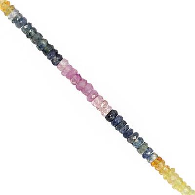18cts Multi-Colour Sapphire Faceted Rondelle Approx 2.5x1 to 3x1mm, 15cm Strand