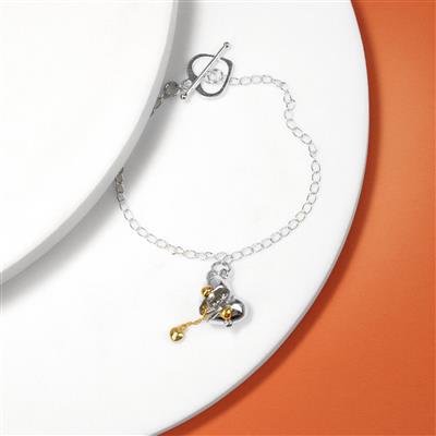 925 Sterling Silver Opening Heart Charm with Gold Plated Heart, Approx 15mm