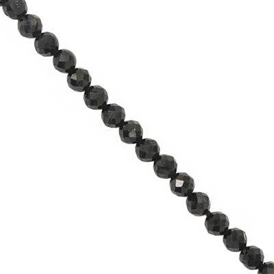 15cts Black Spinel Faceted Round Approx 2mm, 32cm Strands 