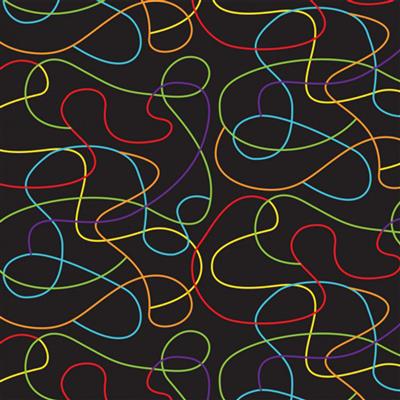 Squiggle Black Multi Extra Wide Backing Fabric 0.5m (274cm Width)