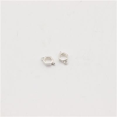 925 Sterling Silver Hexagon Setting Connectors Approx 4mm (2pcs)