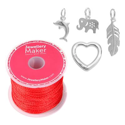 925 Sterling Silver Heart Carrier Charm Clasp, Elephant, Feather & Dolphin Charm Project With Instructions By Natalie Patten