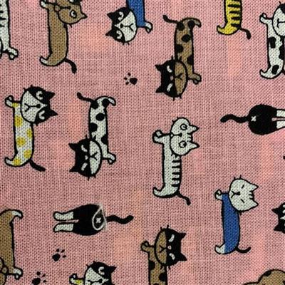 Cats On Pink Fabric 0.5m - exclusive