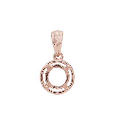 Rose Gold Plated 925 Sterling Silver Round Pendant Mount (To fit 7mm gemstone)- 1pcs