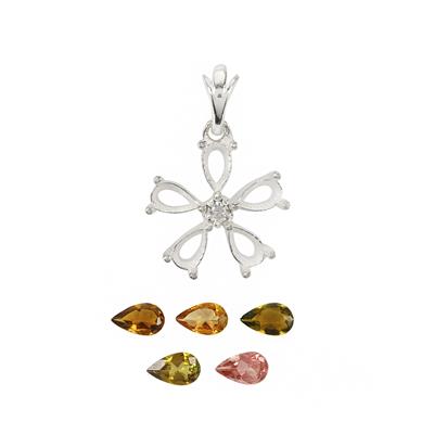 White Zircon & Tourmaline, 925 Sterling Silver Flower Pendant Mount Project With Instructions By Charlie Bailey