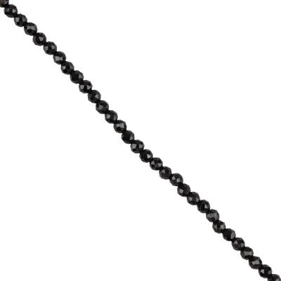 10cts Black Spinel Faceted Rounds Approx 2mm, 38cm Strand