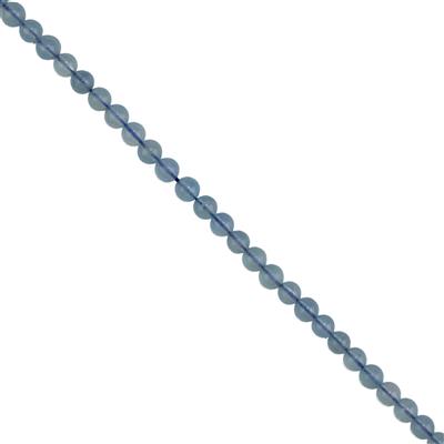 70cts Kashmir Aquamarine Plain Rounds Approx 5-6mm, 38cm Strand