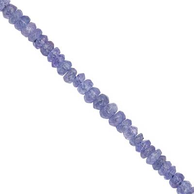 15cts Tanzanite Faceted Rondelles Approx 3x1mm, 20cm Strand With Spacers  