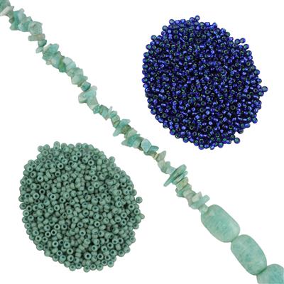 Amazonite Small Nugget with Tumble 1m Strand Project With Downloadable Instructions By Linda Brumwell