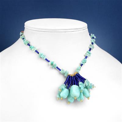 Amazonite Small Nugget with Tumble 1m Strand Project With Downloadable Instructions By Linda Brumwell