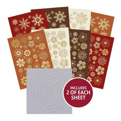 Elegance Snowflake Build-a-Wreath, Contains 16 x 350gsm Foiled & Die-Cut Embellishment Sheets