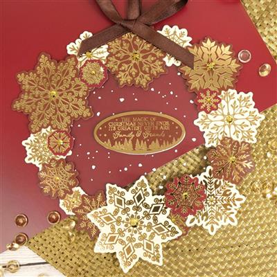 Elegance Snowflake Build-a-Wreath, Contains 16 x 350gsm Foiled & Die-Cut Embellishment Sheets