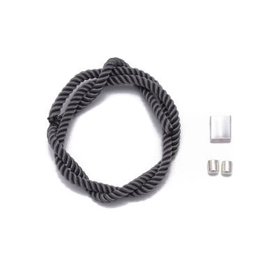 925 Sterling Silver,Grey Woven Rope Slider Bracelet