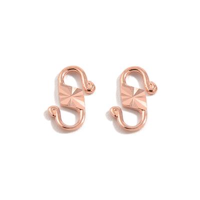 Rose Gold Plated 925 Sterling Silver S Clasp, 2pcs