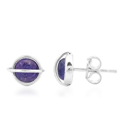 925 Sterling Silver Planet Pair of Earrings with Tanzanite, Approx 2x6mm