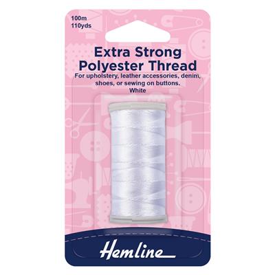 Hemline Extra Strong Polyester Thread White 100m