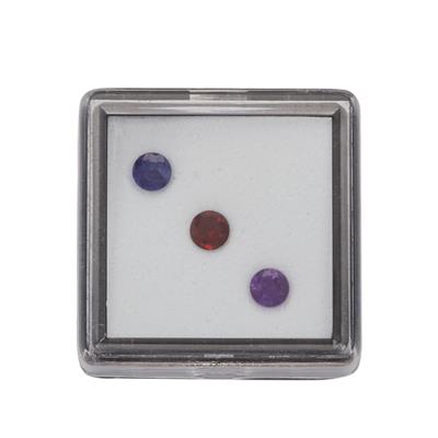 0.95cts Amethyst, Blue Sapphire & Red Garnet Round Approx 4mm (pack of 3) 