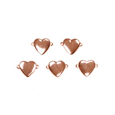 Rose Gold Plated Base Metal Heart Connectors, 6mm (5pk)
