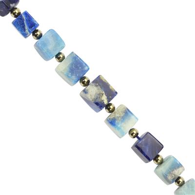 40cts Afghanite Smooth Cube Approx 5 to 7mm, 10cm Strand with Hematite Spacers 