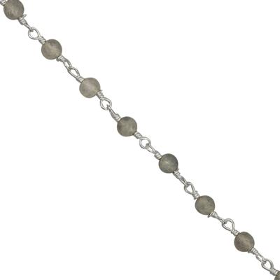 Brass Silver plated Chain With 15cts Labradorite Approx 3mm, 1 Meter With Spool (Pack of 1)