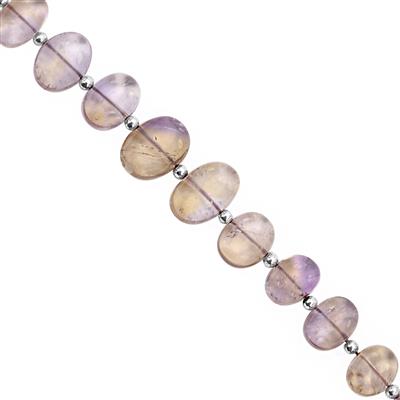 66cts Ametrine Graduated Centre Drill Smooth Oval Approx 9x7 to 15x11mm, 14cm Strand with Spacers