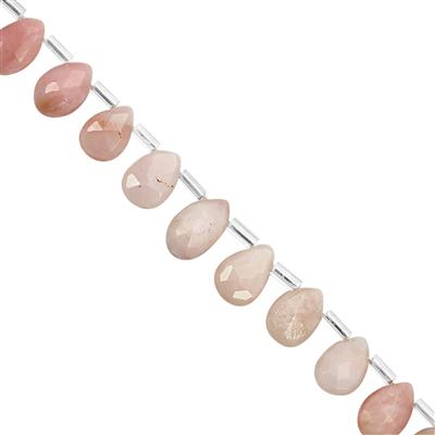 30cts Pink Opal Top Side Drill Faceted Pear Approx 8x5mm to 12x7mm, 20cm Strand with Spacers