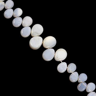 75cts White Opal Top Side Drill Smooth Flat Pear Approx 6x5 to 12.5x9.5mm, 17cm Strand 