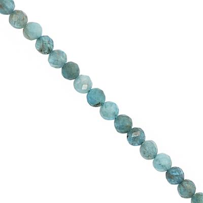 18cts Natural Neon Apatite Gemstone Faceted Rounds Approx 3mm, 31cm Strands