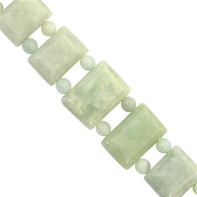 100cts Type A Jadeite Smooth Double Drill Cushion Approx 13x10 to 19x13mm 10cm With 3mm Plain Round Beads