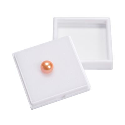 Natural Peach Freshwater Cultured Nucleated Pearl Approx 12.5-13.5mm, Half Drilled In Box