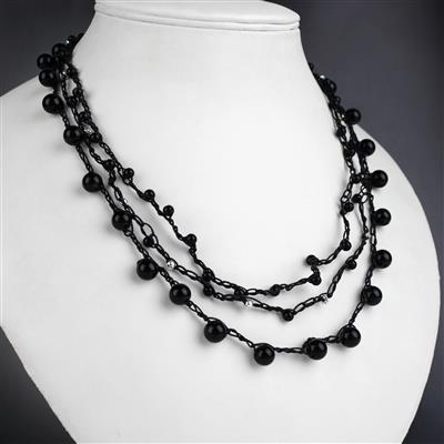 450cts Black Onyx Plain Round 2 x Approx 4mm, 2 x Approx 6mm, 1 x Approx 8mm, 36cm Strands Set of 5