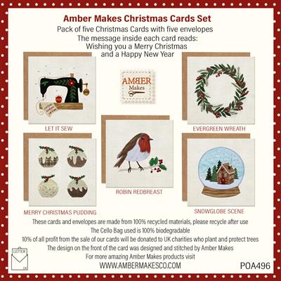 Amber Makes Christmas Cards – Pack of Five Individual Designs with Envelopes