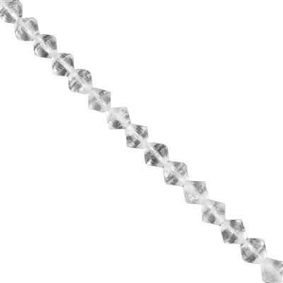 70cts Clear Quartz Faceted Bicones, Approx 6mm, 38cm Strand