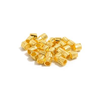 Gold Plated 925 Sterling Silver Twisted Crimp Beads - Approx 2x2mm (30 pcs)
