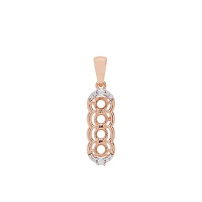 Rose Gold Plated 925 Sterling Silver 4 Stone Round Pendant Mount (To fit 4mm gemstones) Inc. 0.16cts White Zircon Brilliant Cut Round 1 to 2mm - 1Pcs