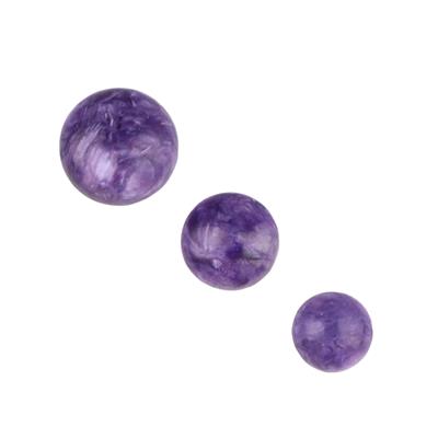 Collectors Parcel - 4.50cts 12mm Charoite, 3cts 10mm Charoite and 1.50cts 8mm Charoite 