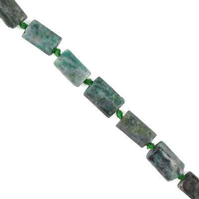 140cts Emerald Pillar Beads Approx 8x12mm, 38cm Strand