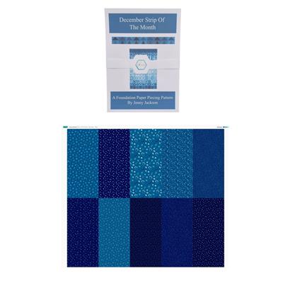 Jenny Jackson's Blue FPP December Strip of the Month Kit: Pattern, Fabric Panel & Ready To Use Templates