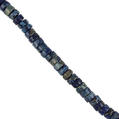 70cts Dyed Blue Quartazite & Pyrite Jasper Heshi Beads Approx 2x4mm, 38cm strand