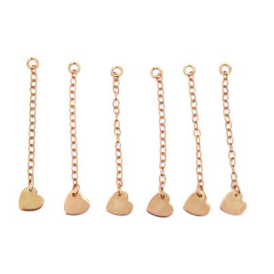 Rose Gold Plated 925 Sterling Silver Heart Charm Extenders, Approx 2in (Pack of 6)