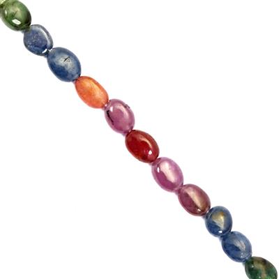 35cts Ruby,Emerald ,Sapphire Smooth Tumble Approx 4x3 to 7x5mm, 19cm Strand