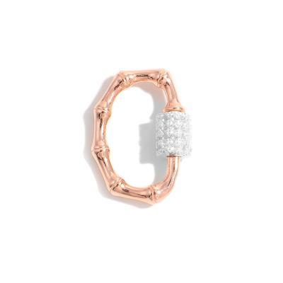 Rose Gold 925 Sterling Silver Bamboo Carabiner Clasp, 1pc